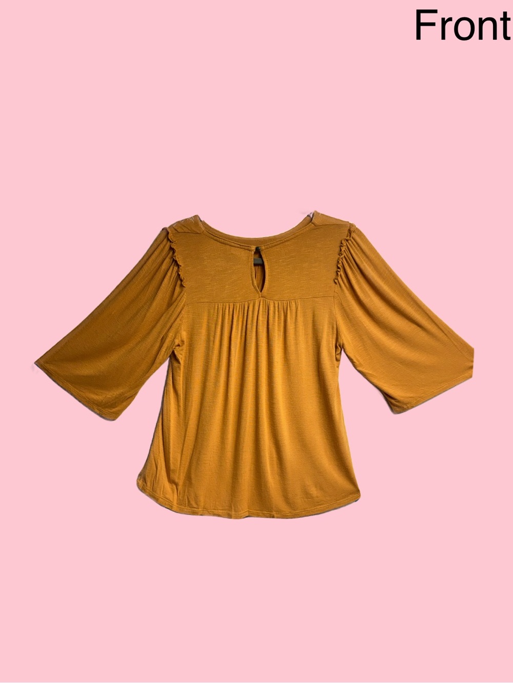 Knox Rose Mustard Bell Sleeve Tunic Top- very thin fabric
